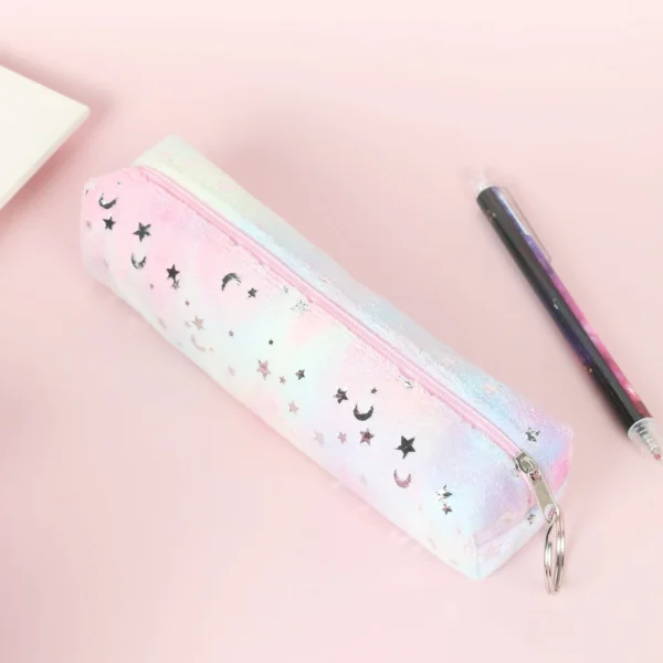 Moon & Star Pencil Case – Cute Student Stationery Pouch with Zipper & Celestial Design - Image 2