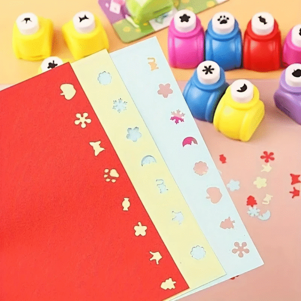Mini Embossing & Paper Punch Set (3pcs) – Random Colours & Shapes for DIY Crafts - Image 5