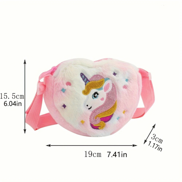 Unicorn Shoulder Coin Purse for Girls – Cute Cartoon Design, Lightweight & Zipper Closure - Image 3