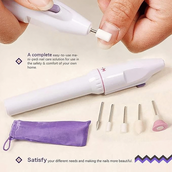 Electric Nail Grinder Set – 5-in-1 Manicure Pen with Sharpeners & Cleaning Brush - Image 6