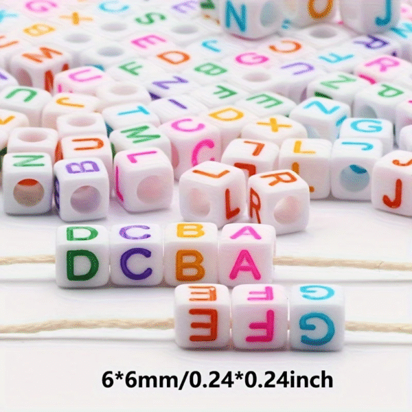 Acrylic Alphabet Beads A–Z (500pcs) – 6mm Multi-Color Cubes for DIY Crafting & Jewelry - Image 2