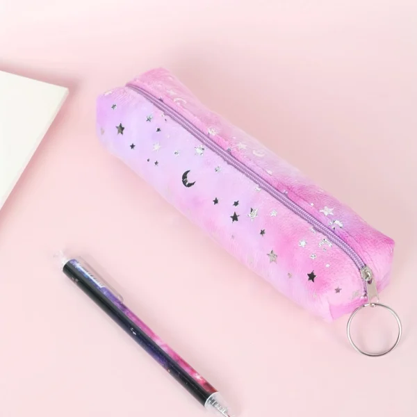 Moon & Star Pencil Case – Cute Student Stationery Pouch with Zipper & Celestial Design - Image 3