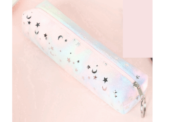 Moon & Star Pencil Case – Cute Student Stationery Pouch with Zipper & Celestial Design