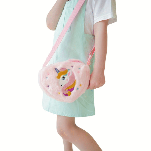 Unicorn Shoulder Coin Purse for Girls – Cute Cartoon Design, Lightweight & Zipper Closure - Image 2
