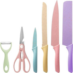 Colorful Kitchen Knives Set of 6 Pieces